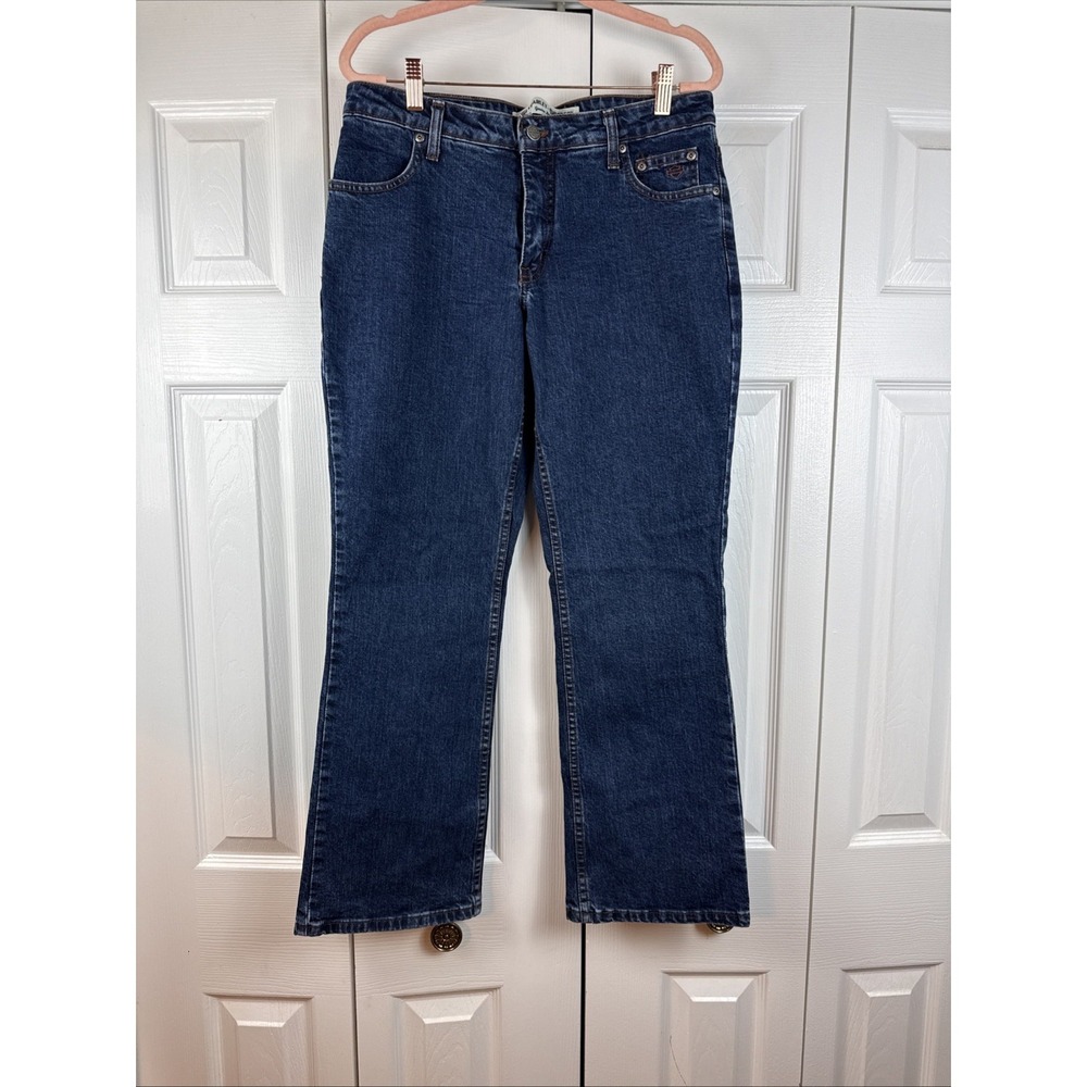 Harley Davidson Jeans Womens 12P Blue Bootcut Mid Rise Dark Wash Stretch Denim